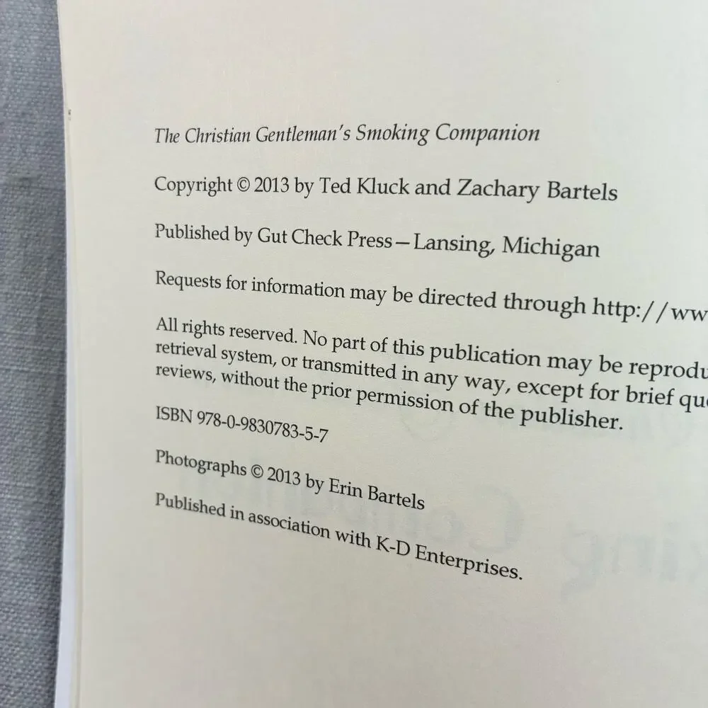 The Christian Gentleman’s Smoking Companion Cigars Pipes PB Ted Kluck Book